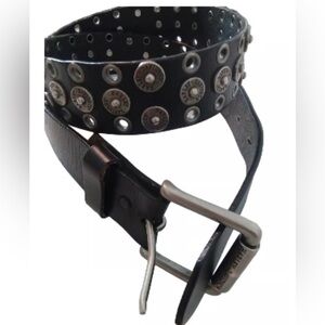 Vintage Harley Davidson Studded Black Leather Belt Size 36 Goth Grunge